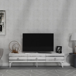 Mueble TV ipek Blanco Plata Practica Hogar