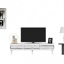 Mueble TV ipek Blanco Plata Practica Hogar