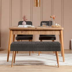 Set mesa comedor extensible y sillas (4 piezas) Vina 1053-3 pino atlántico antracita Practica Hogar