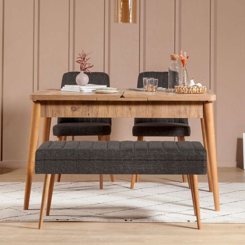 Set mesa comedor extensible y sillas (4 piezas) Vina 1053-3 pino atlántico antracita Practica Hogar Set mesa comedor extensible y sillas (4 piezas) Vina 1053-3 pino atlántico antracita Practica Hogar