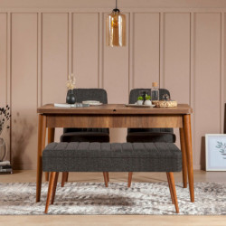 Set mesa comedor extensible y sillas (4 piezas) Vina 1053-3 antracita nogal Practica Hogar