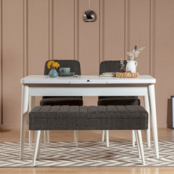 Set mesa comedor extensible y sillas (4 piezas) Vina 1053-3 antracita blanco Practica Hogar