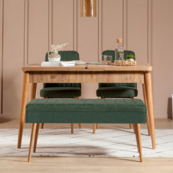 Set mesa comedor extensible y sillas (4 piezas) Vina 1070 3 pino atlántico verde Practica Hogar