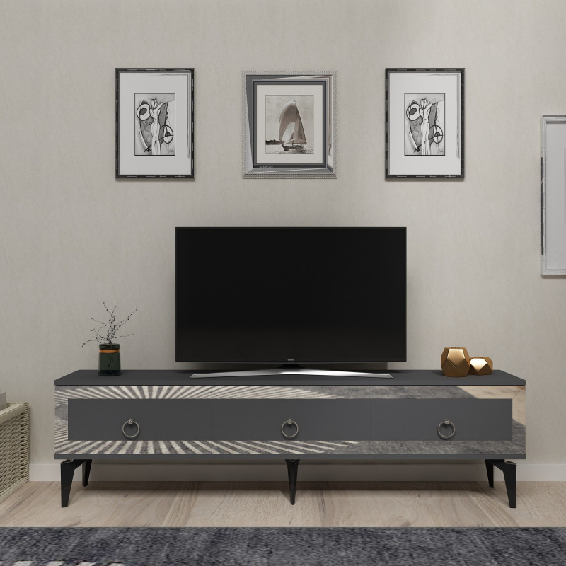 Mueble TV Ponny Antracita Plata Practica Hogar Mueble TV Ponny Antracita Plata Practica Hogar