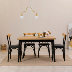 Set mesa comedor extensible y sillas (5 piezas) Oliver negro Practica Hogar