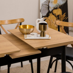 Set mesa comedor extensible y sillas (5 piezas) Oliver negro Practica Hogar