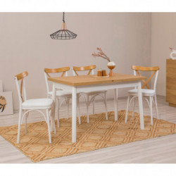 Set mesa comedor extensible y sillas (5 piezas) Oliver blanco Practica Hogar