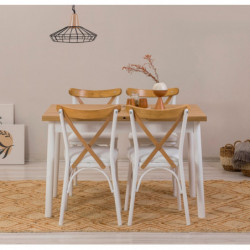 Set mesa comedor extensible y sillas (5 piezas) Oliver blanco Practica Hogar