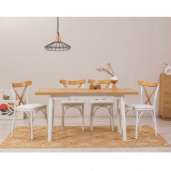 Set mesa comedor extensible y sillas (5 piezas) Oliver blanco Practica Hogar