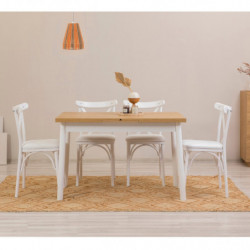 Set mesa comedor extensible y sillas (5 piezas) Oliver blanco Practica Hogar