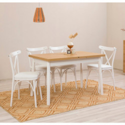 Set mesa comedor extensible y sillas (5 piezas) Oliver blanco Practica Hogar