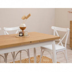 Set mesa comedor extensible y sillas (5 piezas) Oliver blanco Practica Hogar