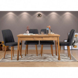 Set mesa comedor extensible y sillas (5 piezas) Santiago pino atlántico antracita Practica Hogar