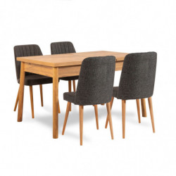 Set mesa comedor extensible y sillas (5 piezas) Santiago pino atlántico antracita Practica Hogar