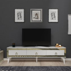 Mueble TV Ponny Blanco Oro Practica Hogar
