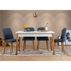 Set mesa comedor extensible y sillas (5 piezas) Santiago pino atlántico azul marino Practica Hogar