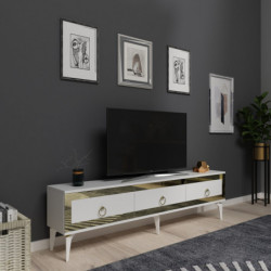Mueble TV Ponny Blanco Oro Practica Hogar