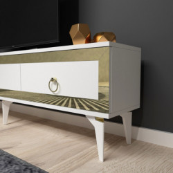 Mueble TV Ponny Blanco Oro Practica Hogar