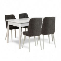 Set mesa comedor extensible y sillas (5 piezas) Santiago V2 antracita blanco Practica Hogar