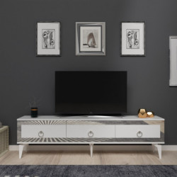 Mueble TV Ponny Blanco Plata Practica Hogar