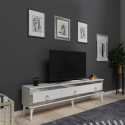 Mueble TV Ponny Blanco Plata Practica Hogar