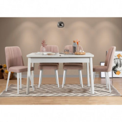 Set mesa comedor extensible y sillas (5 piezas) Santiago V2 piedra blanco Practica Hogar