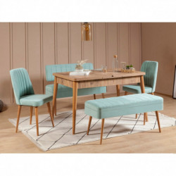 Set mesa comedor extensible y sillas (5 piezas) Vina 0701-4 pino atlántico verde pistacho Practica Hogar