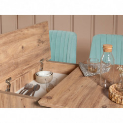 Set mesa comedor extensible y sillas (5 piezas) Vina 0701-4 pino atlántico verde pistacho Practica Hogar