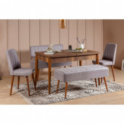 Set mesa comedor extensible y sillas (5 piezas) Vina 0701-4 gris nogal Practica Hogar