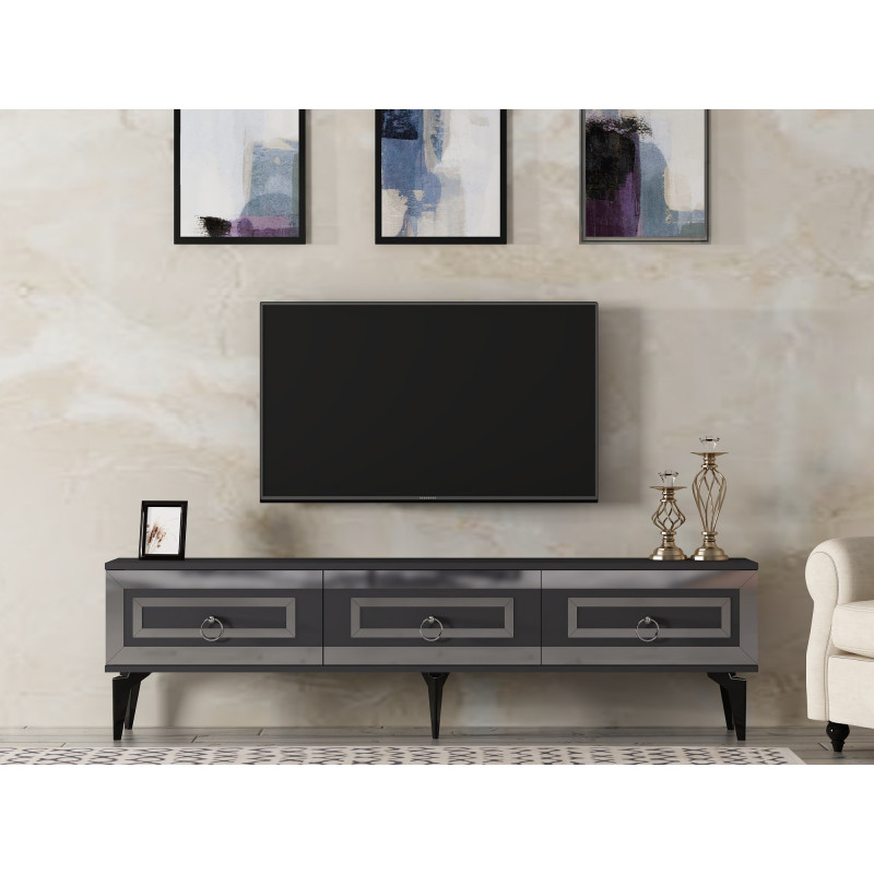 Mueble TV Karya Antracita Plata Practica Hogar Mueble TV Karya Antracita Plata Practica Hogar