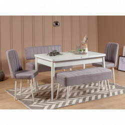 Set mesa comedor extensible y sillas (5 piezas) Vina 0701-4 gris blanco Practica Hogar