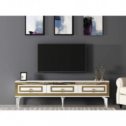 Mueble TV Karya Blanco Oro Practica Hogar