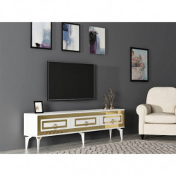 Mueble TV Karya Blanco Oro Practica Hogar
