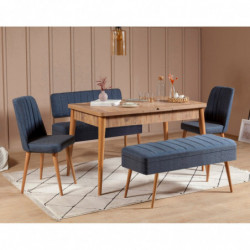 Set mesa comedor extensible y sillas (5 piezas) Vina 1048 4 pino atlántico azul oscuro Practica Hogar