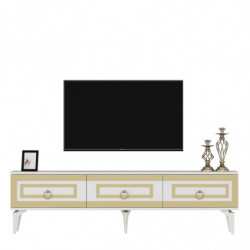 Mueble TV Karya Blanco Oro Practica Hogar