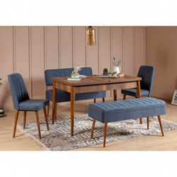 Set mesa comedor extensible y sillas (5 piezas) Vina 1048 4 nogal azul oscuro Practica Hogar