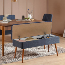 Set mesa comedor extensible y sillas (5 piezas) Vina 1048 4 nogal azul oscuro Practica Hogar