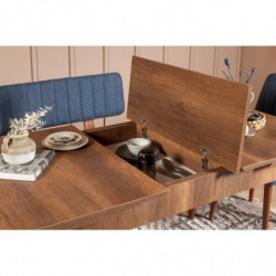 Set mesa comedor extensible y sillas (5 piezas) Vina 1048 4 nogal azul oscuro Practica Hogar