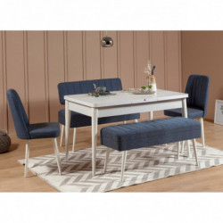 Set mesa comedor extensible y sillas (5 piezas) Vina 1048 4 azul oscuro blanco Practica Hogar