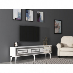 Mueble TV Karya Blanco Plata Practica Hogar