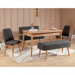 Set mesa comedor extensible y sillas (5 piezas) Vina 1053-4 pino atlántico antracita Practica Hogar