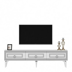 Mueble TV Karya Blanco Plata Practica Hogar