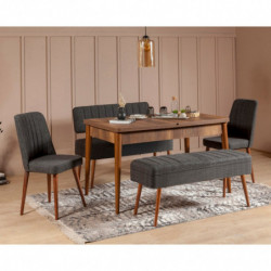 Set mesa comedor extensible y sillas (5 piezas) Vina 1053-4 antracita nogal Practica Hogar