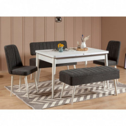 Set mesa comedor extensible y sillas (5 piezas) Vina 1053-4 antracita blanco Practica Hogar