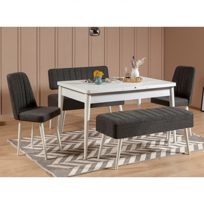 Set mesa comedor extensible y sillas (5 piezas) Vina 1053-4 antracita blanco Practica Hogar Set mesa comedor extensible y sillas (5 piezas) Vina 1053-4 antracita blanco Practica Hogar
