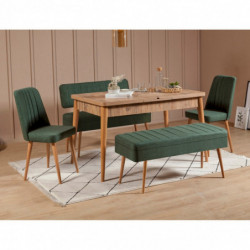 Set mesa comedor extensible y sillas (5 piezas) Vina 1070 4 pino atlántico verde Practica Hogar