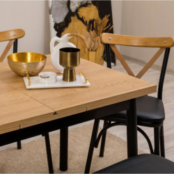 Set mesa comedor extensible y sillas (6 piezas) Oliver negro Practica Hogar