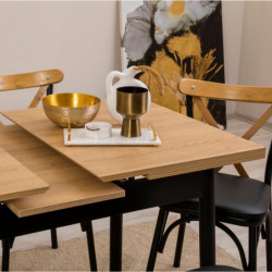 Set mesa comedor extensible y sillas (6 piezas) Oliver negro Practica Hogar