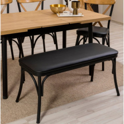 Set mesa comedor extensible y sillas (6 piezas) Oliver negro Practica Hogar
