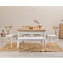 Set mesa comedor extensible y sillas (6 piezas) Oliver blanco Practica Hogar